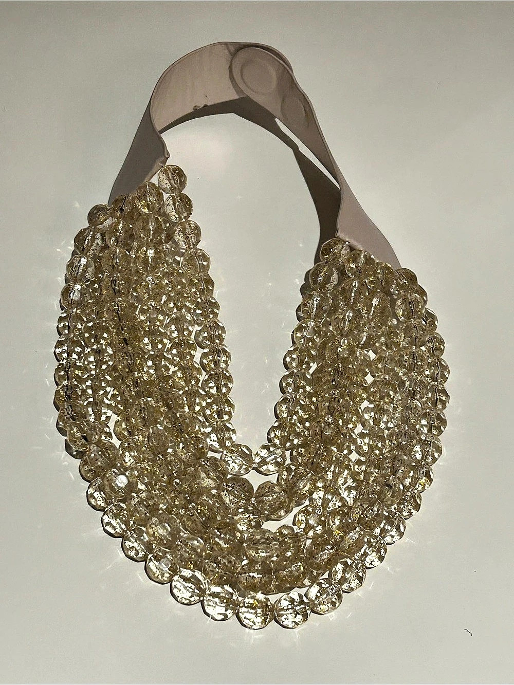 Beaded Statement Necklace in Gold & Clear